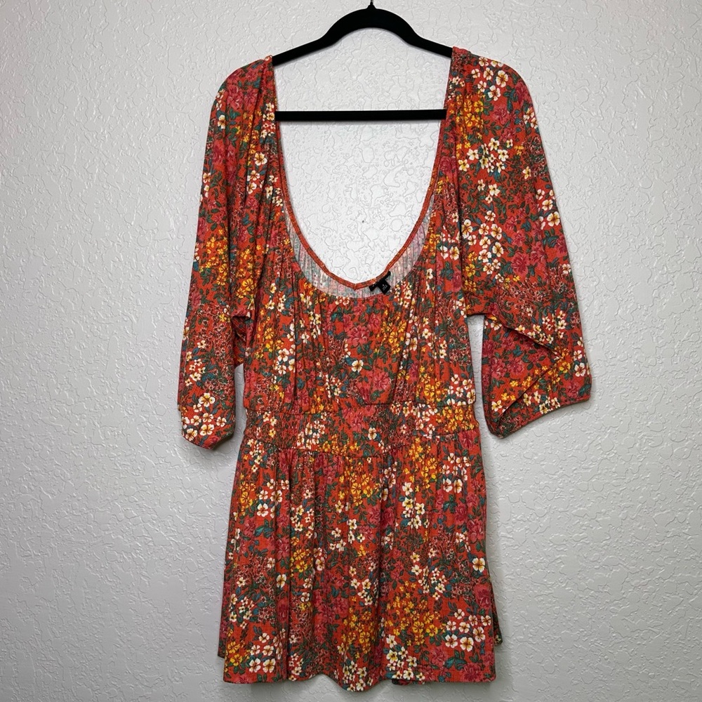 torrid Coral Floral Scoop-Neck Mini Dress Size 4
